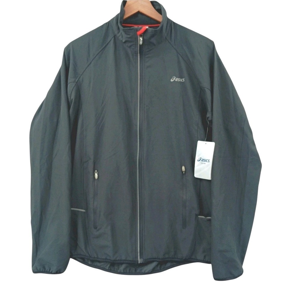 Asics Jacket Mens M Grey Full Zip Performance Long Sleeve Techwear Running NEW